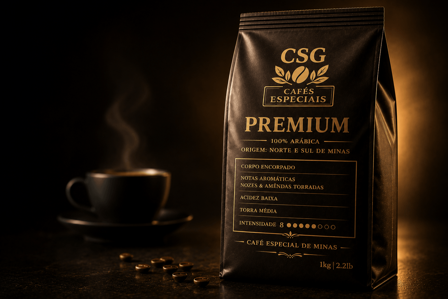 Café CSG Premium em arte cinematográfica